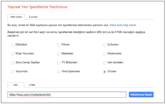 yapısal veri işaretleme aracı